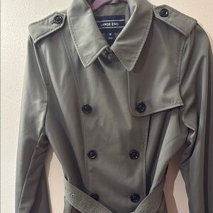 NWT Lands' End Women's Olive Green Trench Coat